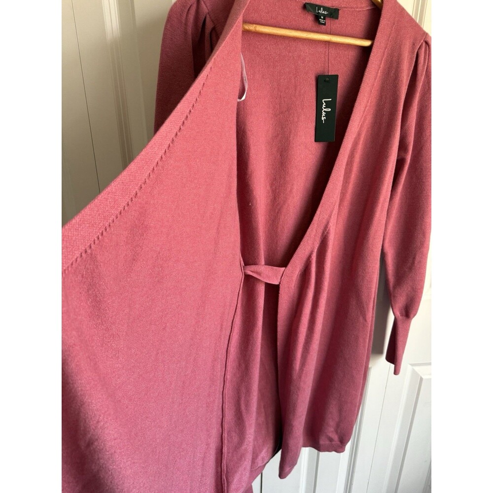 Lulus Rose Pink Long Sleeve Wrap Sweater Mini Dress Women's Size Medium - Picture 7 of 9